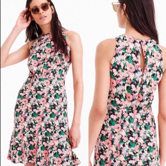 J. Crew Dresses & Skirts - J. Crew Neon Floral Sleeveless Flounce Hem Spring Dress
